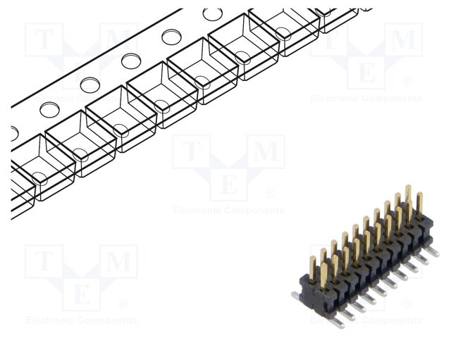Connector: pin strips; male; PIN: 20; 1.27mm; gold flash; SMT; reel