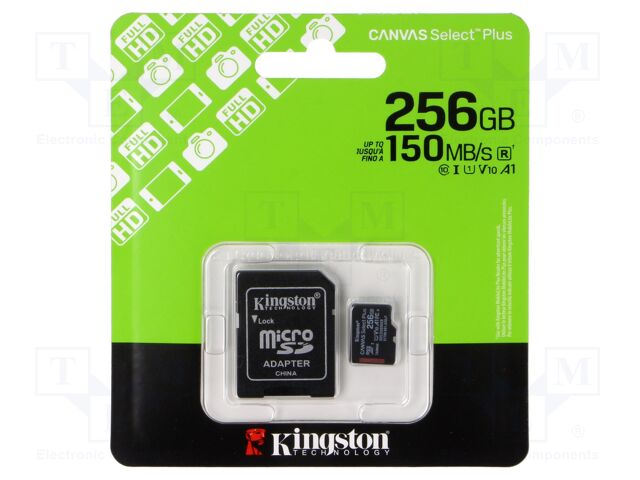 Memory card; microSD; R: 150MB/s; Class 10 UHS U1; 256GB; -25÷85°C