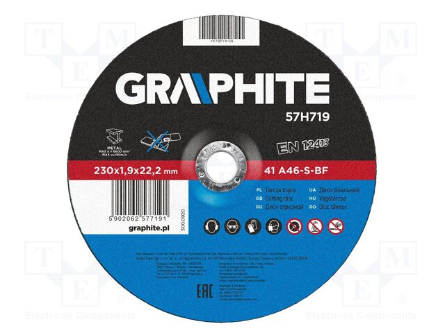 Cutting wheel; Ø: 230mm; Øhole: 22.2mm; Disc thick: 1.9mm