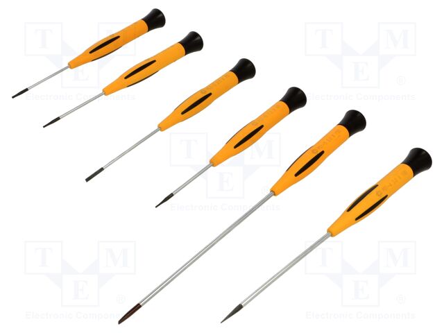 Kit: screwdrivers; precision; slot; 6pcs.