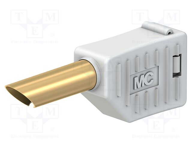 Connector: 4mm banana; plug; 19A; 30VAC; 60VDC; white; gold-plated