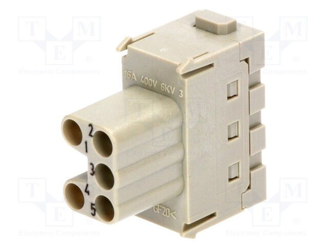 Connector: rectangular; module; female; Han Modular ES; PIN: 5