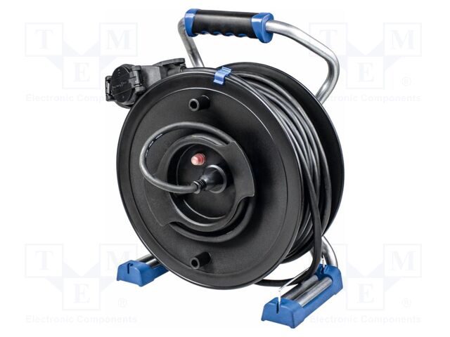 Extension lead; 3G2.5mm2; Sockets: 3; rubber; black; 40m; 16A