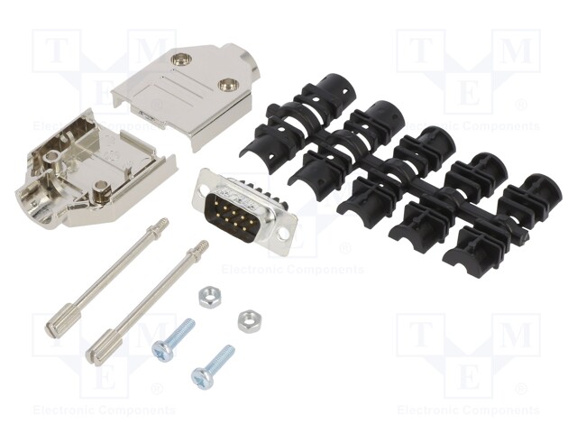 D-Sub; PIN: 9; male; shielded,metalized; straight; screw terminal