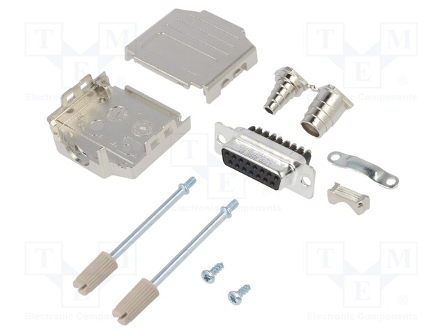 D-Sub; PIN: 15; female; shielded,metalized; straight; for cable