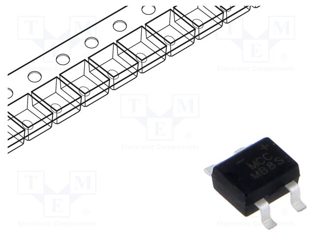 Bridge rectifier: single-phase; Urmax: 800V; If: 0.5A; Ifsm: 35A