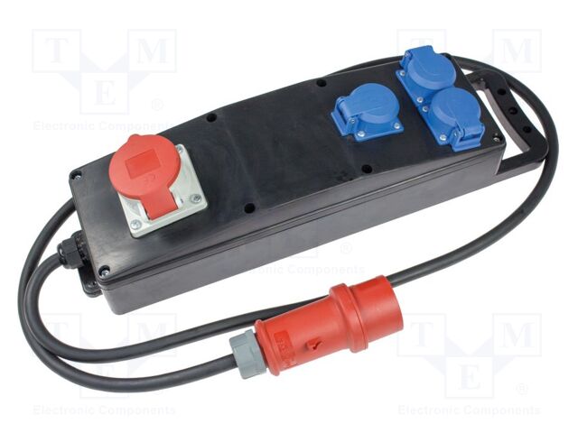 Extension lead; 5G2.5mm2; three-phase,with flap,with holder