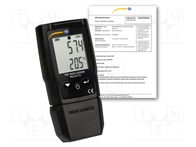Data logger; temperature,humidity; Display: LCD 1,2"; ±1°C; ±5%