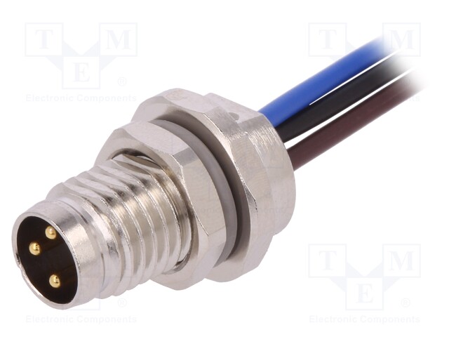 Connector: M8; Len: 0.2m; male; PIN: 3; socket; 60V; IP67