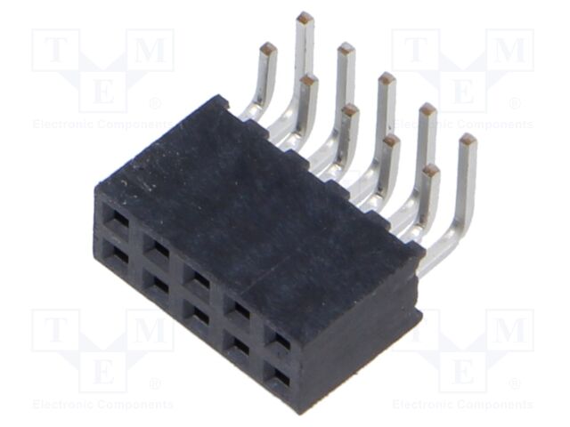 Connector: pin strips; female; PIN: 10; 2mm; gold flash; THT; socket