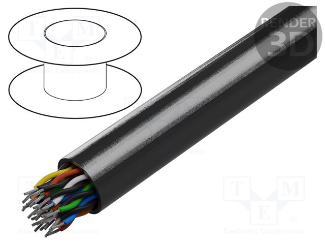Wire; 15x2x22AWG; unshielded; PVC; chrome; 300V; 152m; CPR: Eca