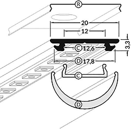 Profiles for LED modules; white; surface; natural; L: 2m; anodized
