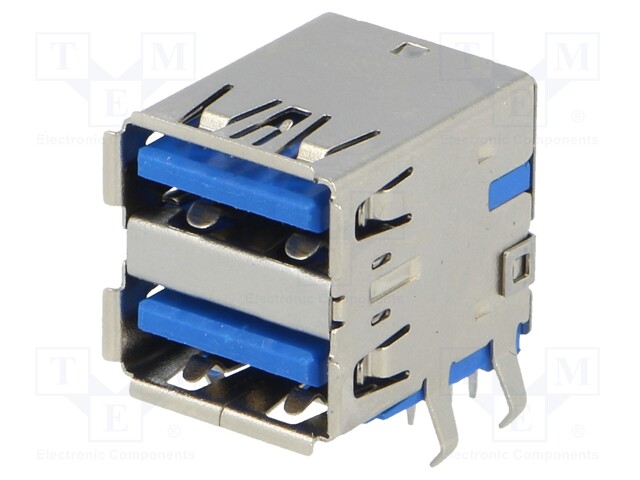Socket; USB A; on PCBs; THT; angled 90°; double; USB 3.0