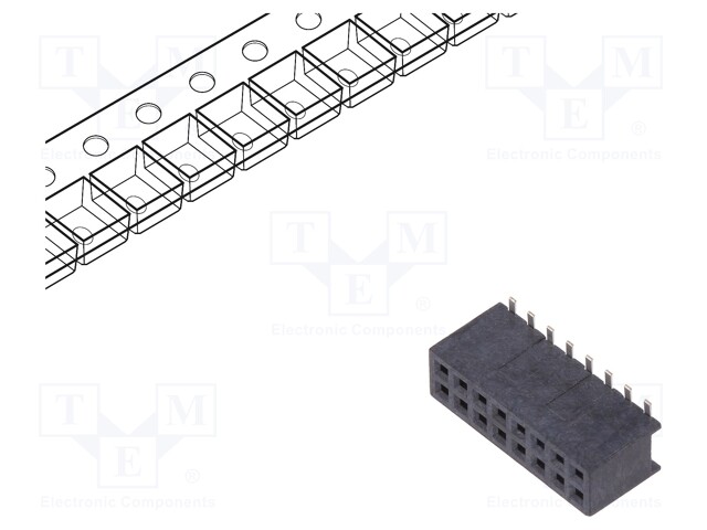 Socket; pin strips; Minitek127; female; PIN: 16; vertical; 1.27mm