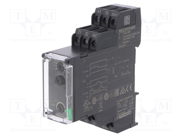 Timer; 0,05s÷300h; DPDT; 250VAC/8A; 24÷240VAC; 24÷240VDC; DIN; IP20