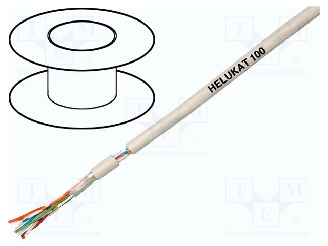 Wire; HELUKAT® 100,U/UTP; 5e; stranded; Cu; 4x2x26AWG; PVC; grey
