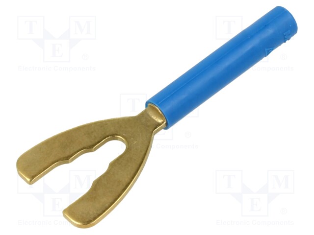 Plug; fork terminals; 32A; blue; 55.8mm; Plating: gold-plated