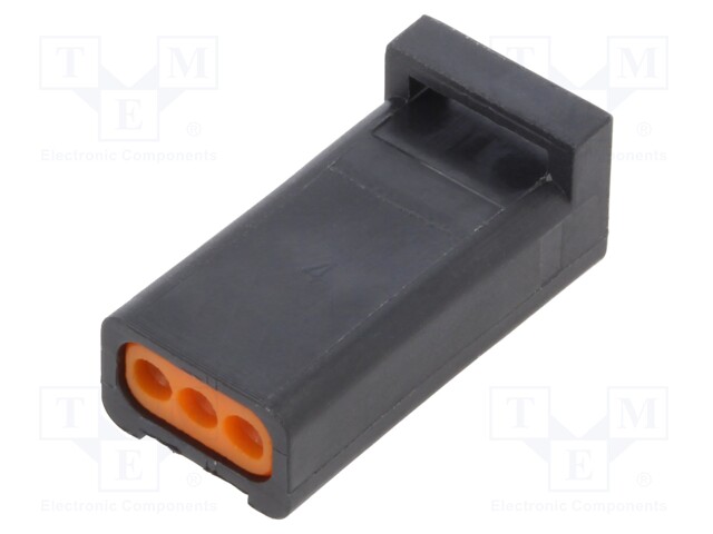 3P REC, MINIATURE WATERPROOF CONN,BLACK
