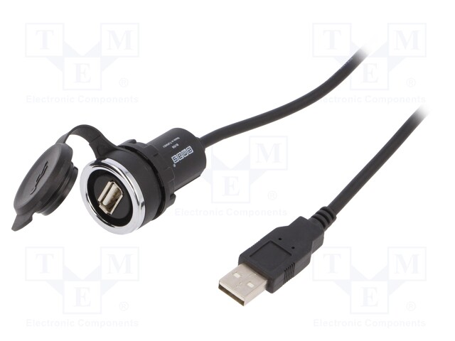 USB socket; 22mm; IP65; on panel; 1m; Mat: plastic