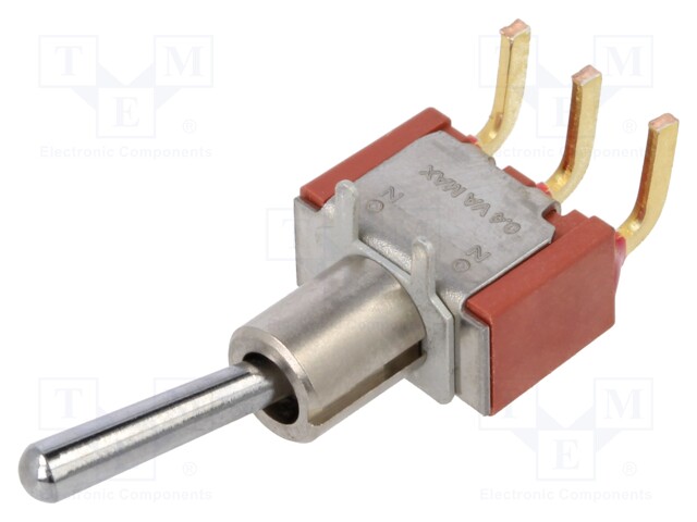 Switch: toggle; Pos: 2; SPDT; ON-ON; 0.02A/20VAC; 0.02A/20VDC