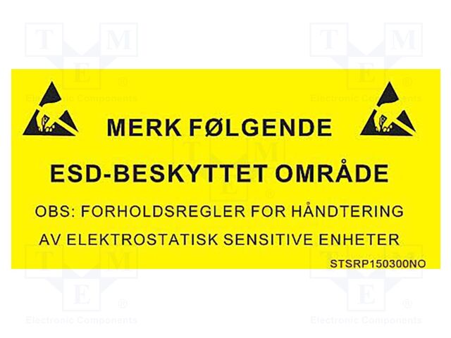 Information board; ESD,self-adhesive; 300x150mm; black,yellow