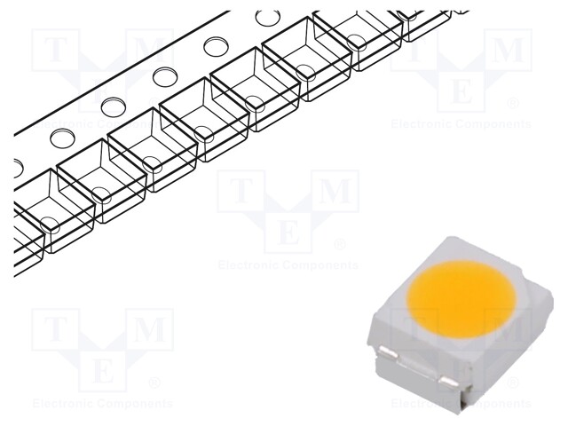 LED; SMD; 3528,PLCC2; white warm; 7.5÷8.5lm; 120°; 20mA; 2.8÷3.4V