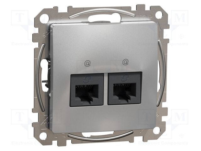 Data socket dual; IP20; plaster embedded,in mounting box; Sedna
