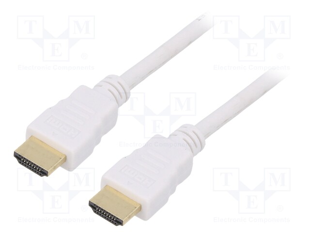 Cable; HDMI 2.0; HDMI plug,both sides; 3m; white; 30AWG; Core: Cu