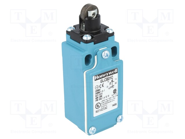 Limit switch; plunger with metal roller Ø12,4mm; NO + NC; 6A