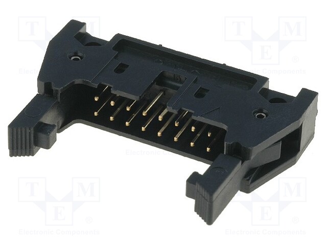 Socket; IDC; male; PIN: 16; straight; with ejector; THT; gold-plated