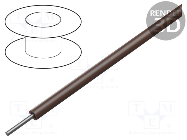 Wire; solid; Cu; 30AWG; PVC; brown; 300V; 30m; CPR: no classification