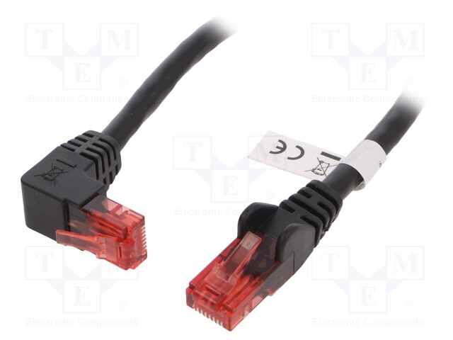 Patch cord; U/UTP; 6; stranded; CCA; PVC; black; 1m; 25AWG