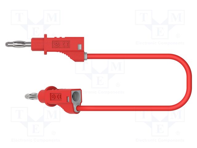 Test lead; 60VDC; 30VAC; 12A; banana plug 4mm,both sides; red