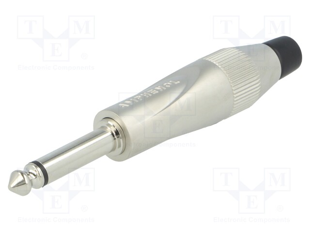 Plug; Jack 6,35mm; male; mono; straight; for cable; soldering; grey