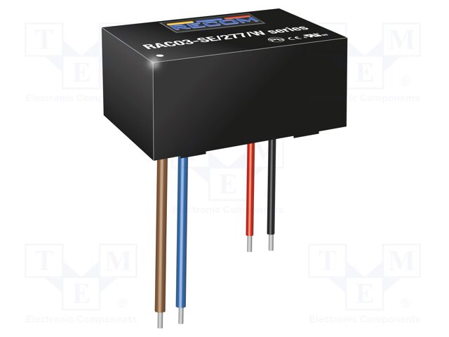 Converter: AC/DC; 3W; Uout: 24VDC; Iout: 125mA; 80%; Mounting: cables