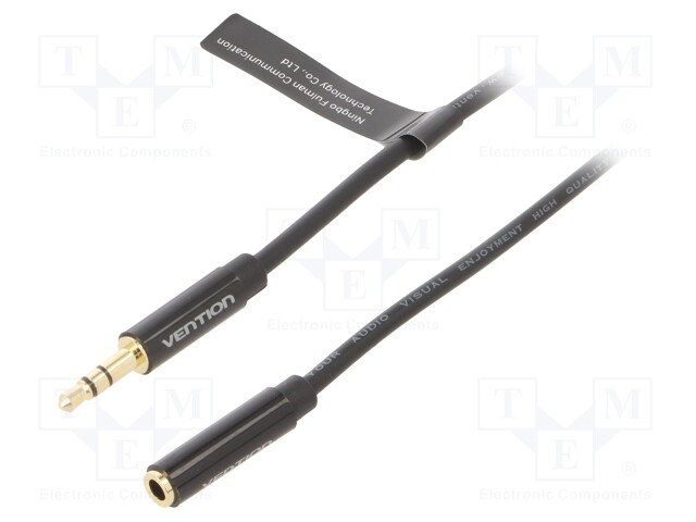 Cable; Jack 3.5mm socket,Jack 3.5mm plug; 1.5m; black