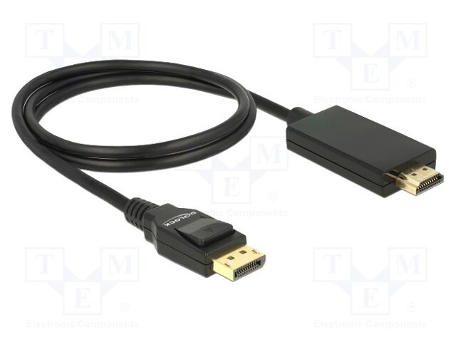 Cable; DisplayPort plug,HDMI plug; 4K,UHD 2160p; Len: 1m; black