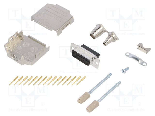 D-Sub; PIN: 15; plug; male; shielded; crimped; for cable; black