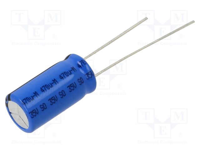 Capacitor: electrolytic; THT; 470uF; 35VDC; Ø10x20mm; ±20%