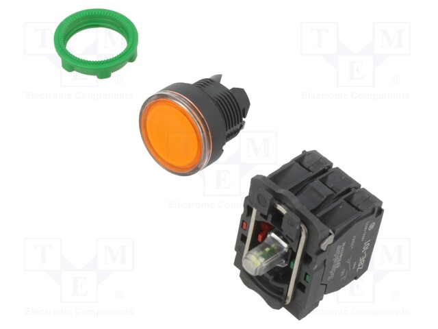 Switch: push-button; 22mm; Stabl.pos: 1; NC + NO; orange; LED; 24V