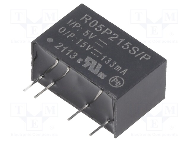 Converter: DC/DC; 2W; Uin: 4.5÷5.5V; Uout: 15VDC; Iout: 133mA; SIP7
