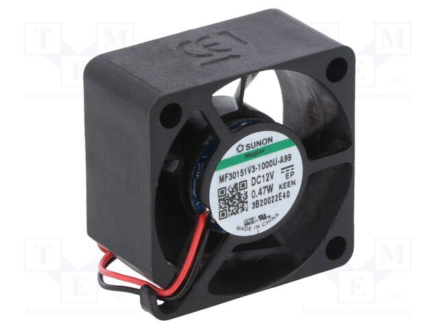 Fan: DC; axial; 12VDC; 30x30x15mm; 4.57m3/h; Vapo; 4600rpm