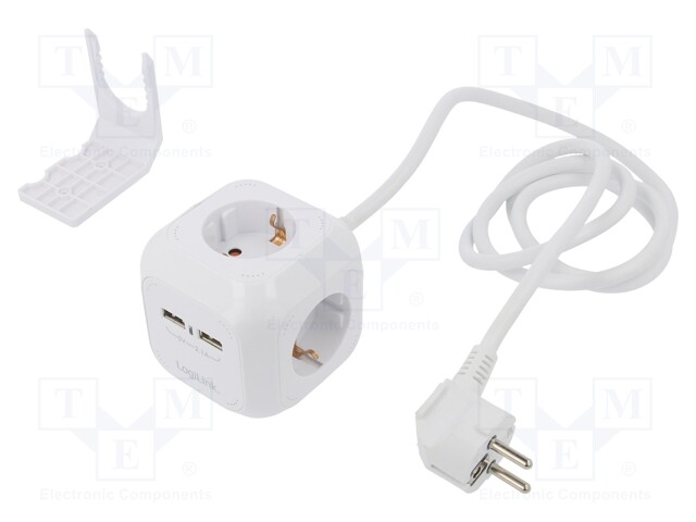 Plug socket strip: protective; Sockets:6; 250VAC; 16A; 1.4m
