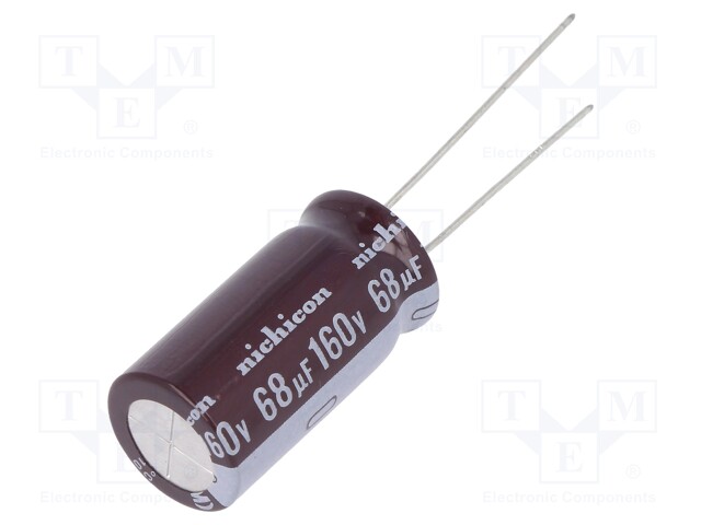 Capacitor: electrolytic; THT; 68uF; 160VDC; Ø12.5x25mm; Pitch: 5mm