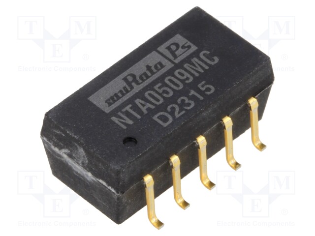 Isolated Board Mount DC/DC Converter, Miniature, ITE, 2 Output, 1 W, 9 V, 55 mA, -9 V