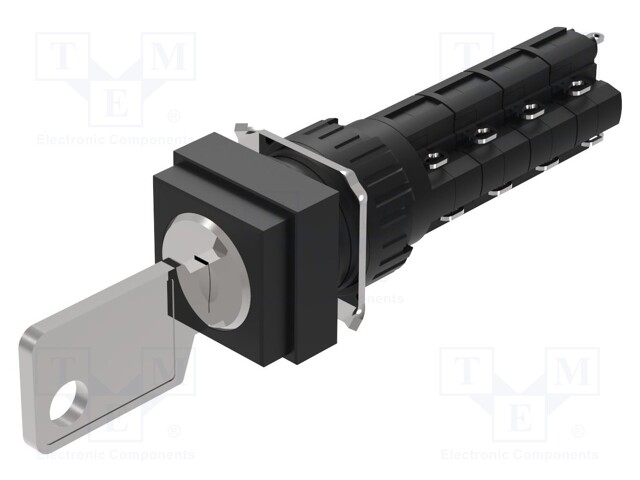 Switch: rotary with key; 16mm; Stabl.pos: 2; NC x4 + NO x4; Pos: 2