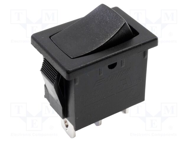 ROCKER; SPDT; Pos: 2; ON-ON; 8A/250VAC; black; none; Rcont max: 20mΩ