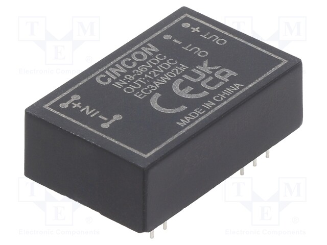 Converter: DC/DC; 3W; Uin: 9÷36V; Uout: 12VDC; Iout: 250mA; DIP24