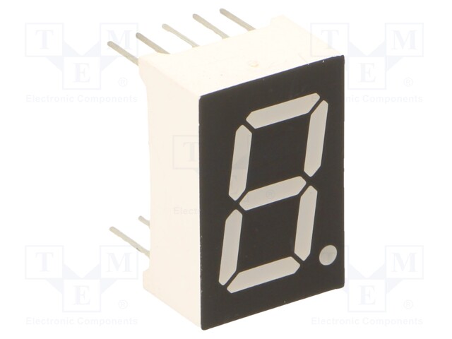 Display: LED; 7-segment; 14.2mm; 0.56"; No.char: 1; red; 100mcd