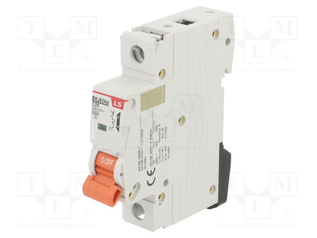 Circuit breaker; 230/400VAC; Inom: 25A; Poles: 1; Charact: C; 6kA